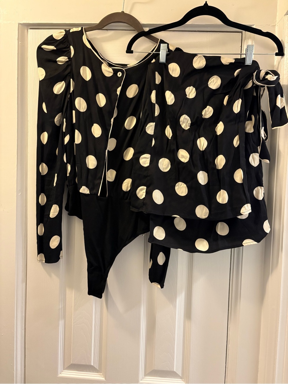 Free People Black and White Polka Dot Two-Piece Set